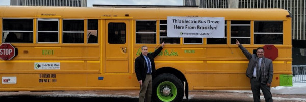 File:Repowered electric school bus drives from Brooklyn to the State Capitol.jpg