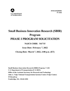 USDOT FY22 Phase I Solicitation.pdf