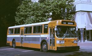 1976 AM General bus, TriMet 1091, in 1984.jpg